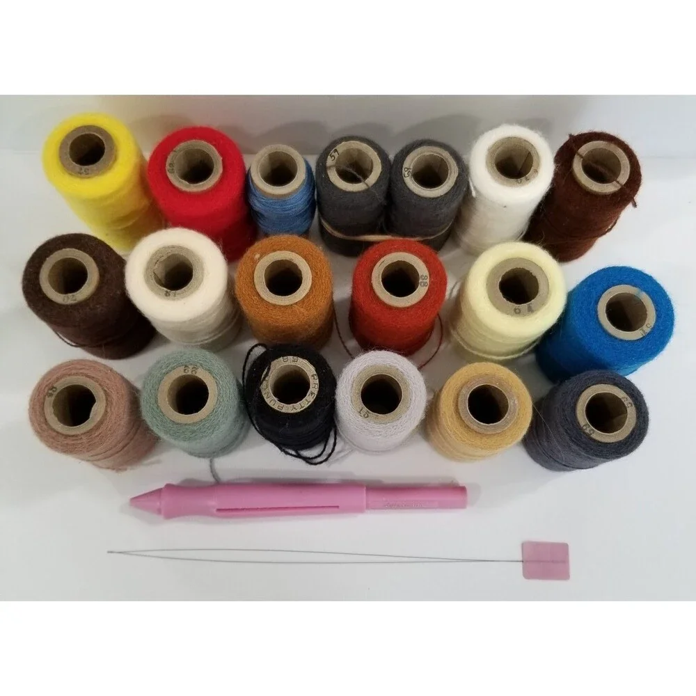 Pretty Punch Embroidery Yarn Lot of 19 Used + Original Punch Needle